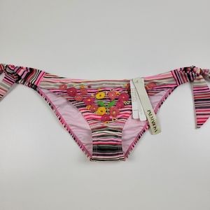 Palmarosa Bikini Floral Embroidered Bottoms Size L NWT